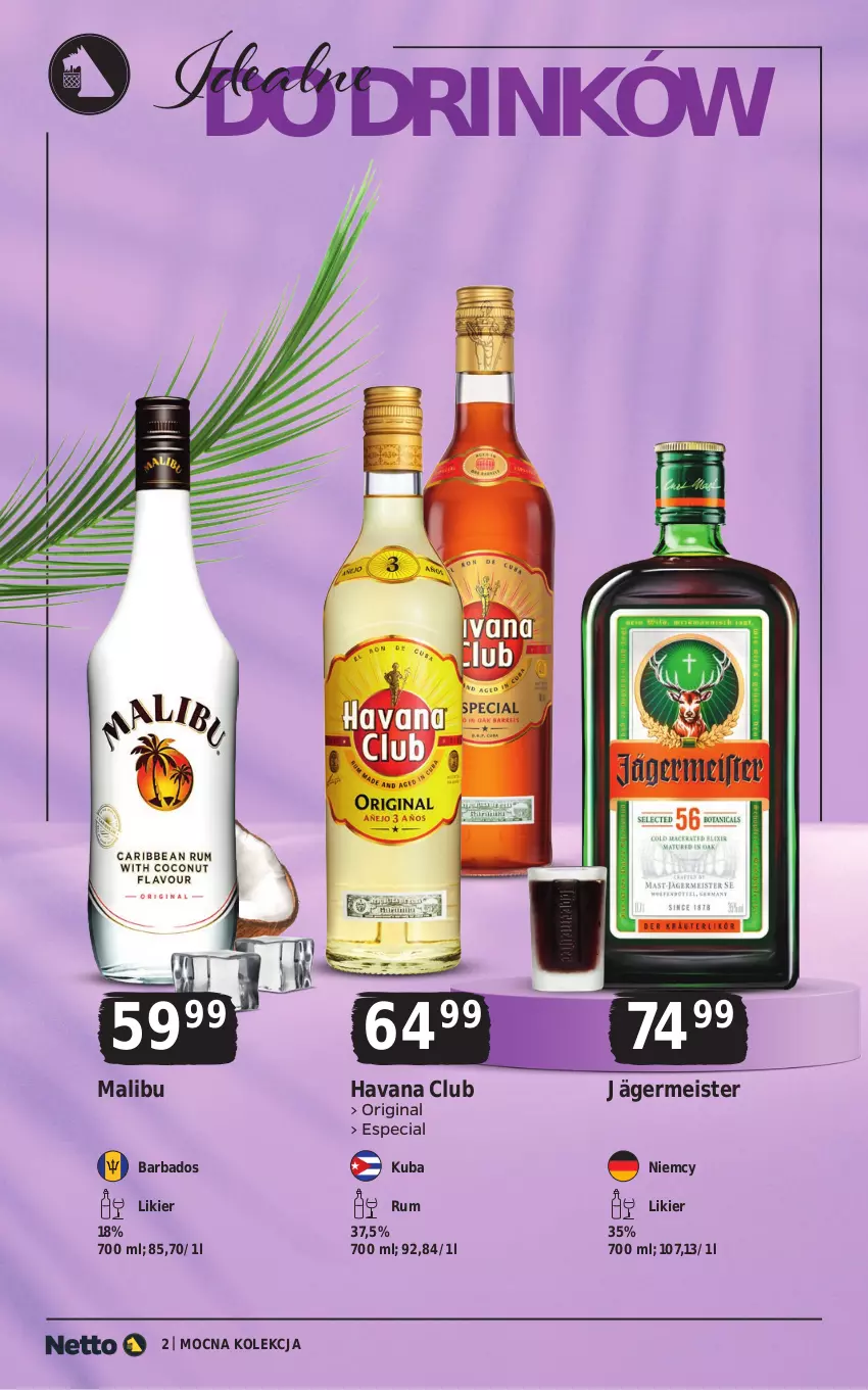 Gazetka promocyjna Netto - Alkohole - Mocne - ważna 20.07 do 01.08.2026 - strona 2 - produkty: Gin, Likier, Malibu, Rum