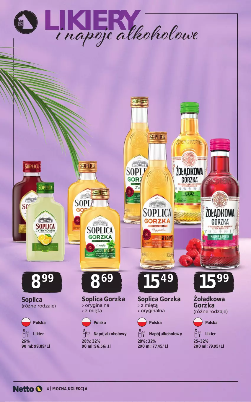 Gazetka promocyjna Netto - Alkohole - Mocne - ważna 20.07 do 01.08.2026 - strona 4 - produkty: Gin, Likier, Napój, Napoje, Soplica