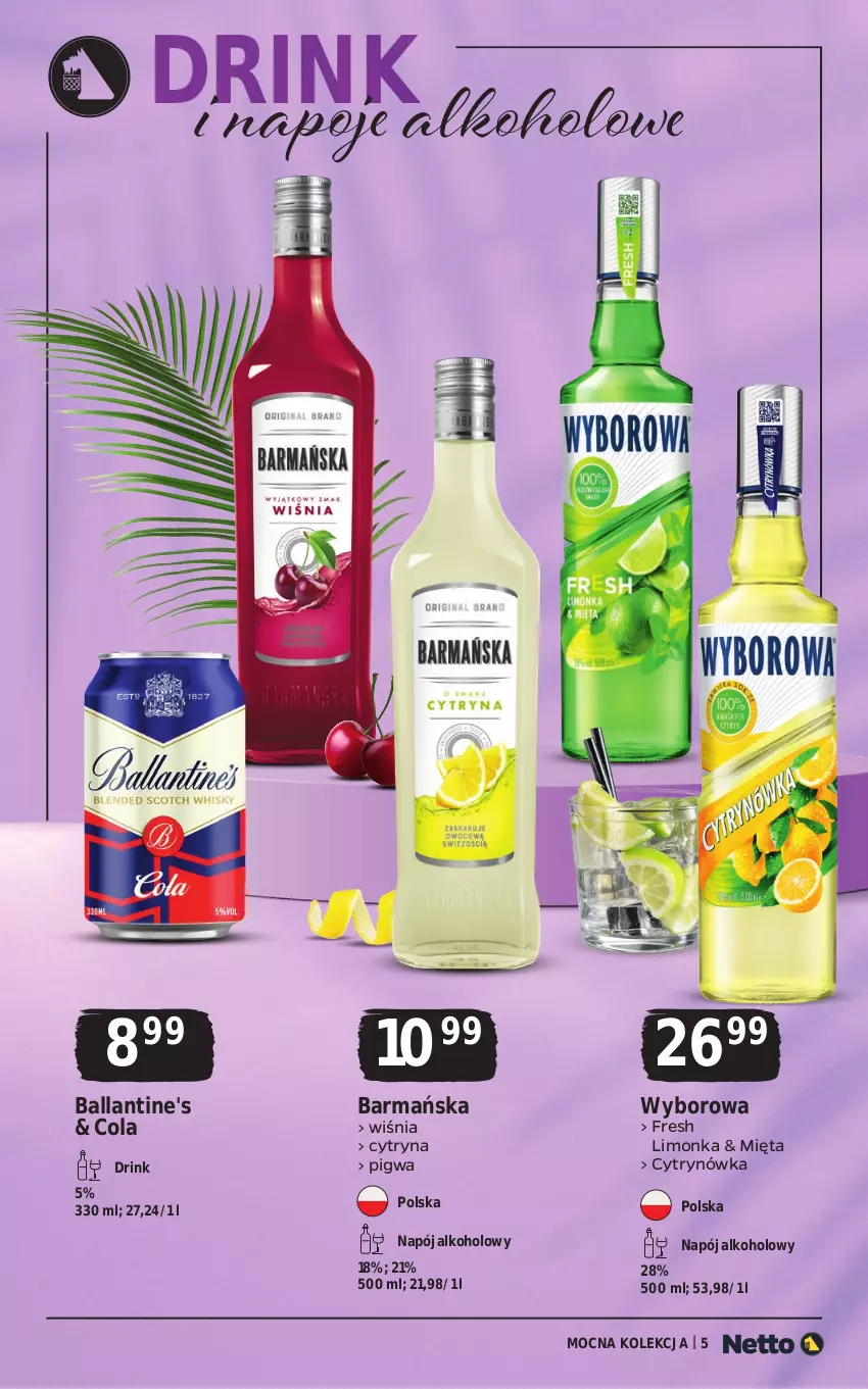 Gazetka promocyjna Netto - Alkohole - Mocne - ważna 20.07 do 01.08.2026 - strona 5 - produkty: Ballantine's, Limonka, Mięta, Napój, Napoje, Wyborowa