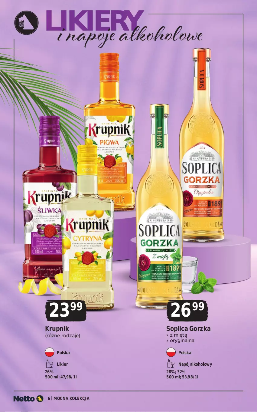 Gazetka promocyjna Netto - Alkohole - Mocne - ważna 20.07 do 01.08.2026 - strona 6 - produkty: Gin, Krupnik, Likier, Napój, Napoje, Soplica