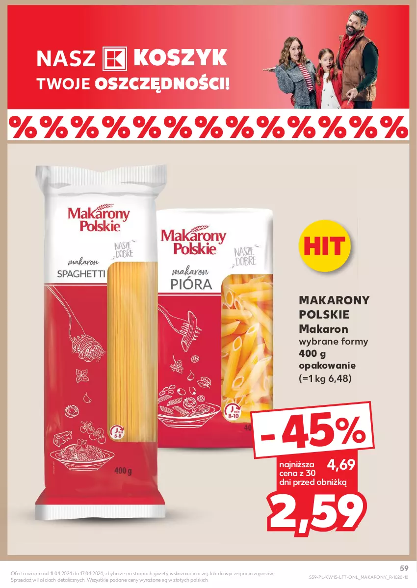 Gazetka promocyjna Kaufland - Gazetka tygodnia - ważna 11.04 do 17.04.2024 - strona 59 - produkty: Kosz, Makaron