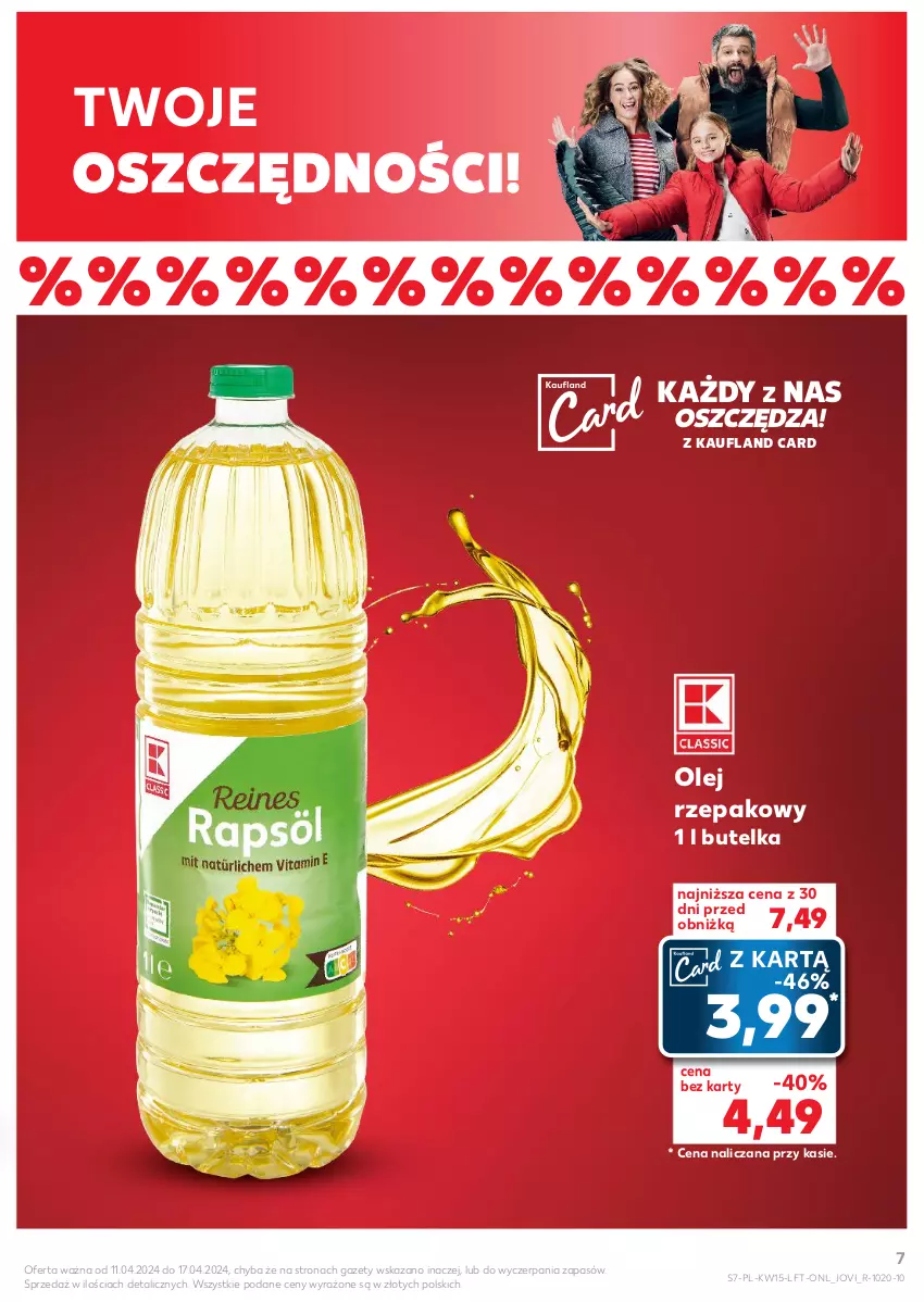Gazetka promocyjna Kaufland - Gazetka tygodnia - ważna 11.04 do 17.04.2024 - strona 7 - produkty: Olej, Olej rzepakowy