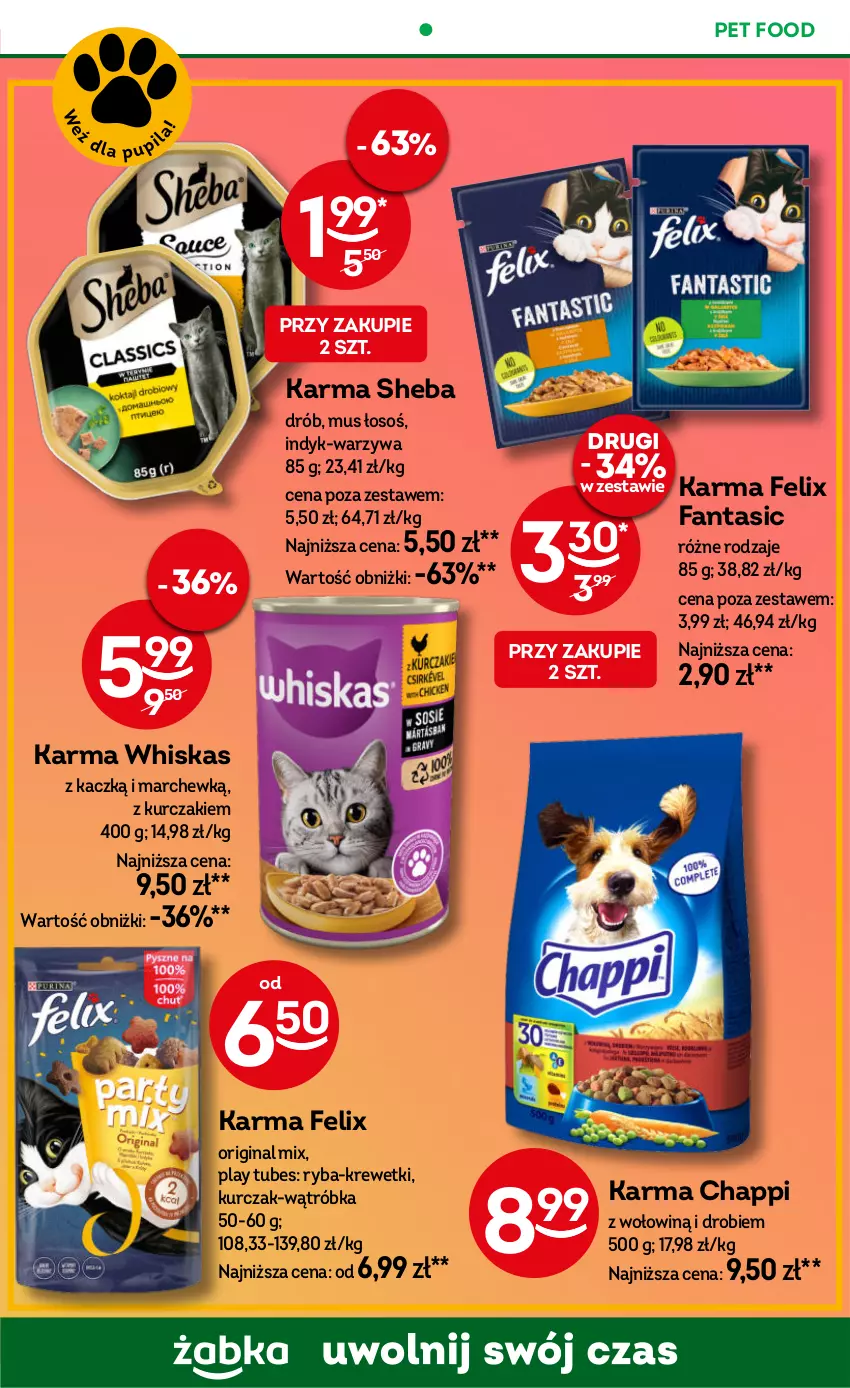 Gazetka promocyjna Żabka - ważna 03.07 do 16.07.2024 - strona 75 - produkty: Chappi, Drób, Fa, Fanta, Felix, Gin, Krewetki, Kurczak, Mus, Ryba, Sheba, Warzywa, Whiskas