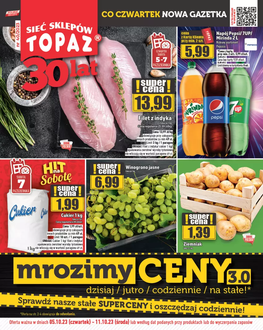 Gazetka promocyjna Topaz - Gazetka - ważna 05.10 do 11.10.2023 - strona 1 - produkty: Cukier, Waga