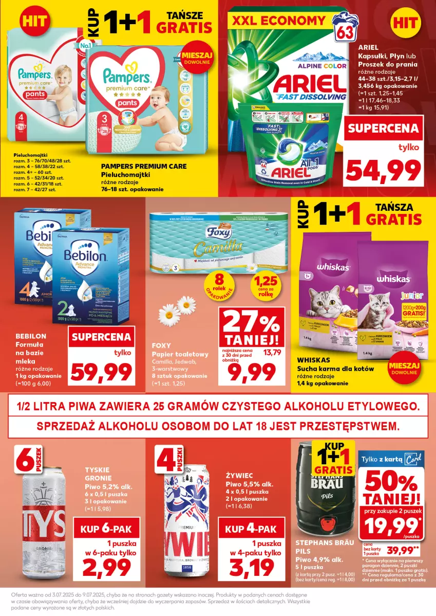Gazetka promocyjna Kaufland - Mocny Start - ważna 07.07 do 09.07.2025 - strona 9 - produkty: Ariel, Majtki, Pampers, Pieluchomajtki, Proszek do prania, Sucha karma, Whiskas