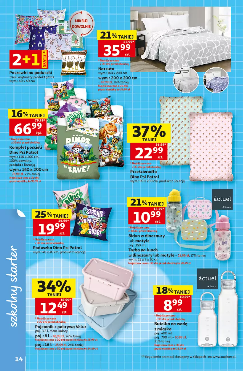 Gazetka promocyjna Auchan - 30 Lat Hipermarket - ważna 16.07 do 22.07.2026 - strona 14 - produkty: Dinozaur, Gra, Komplet pościeli, LG, Narzuta, Poduszka, Pojemnik, Pościel, Prześcieradło, Psi Patrol