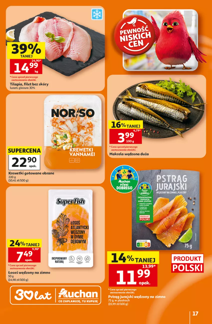 Gazetka promocyjna Auchan - 30 Lat Hipermarket - ważna 16.07 do 22.07.2026 - strona 17 - produkty: Fa, Glazura, Krewetki, Lazur, Sos, Tilapia