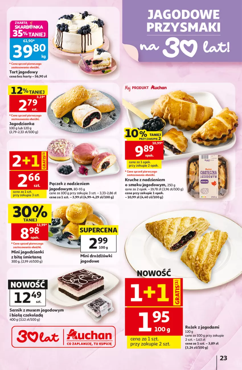 Gazetka promocyjna Auchan - 30 Lat Hipermarket - ważna 16.07 do 22.07.2026 - strona 23 - produkty: Jagodzianka, Mus, Pączek, Przysmaki, Ser