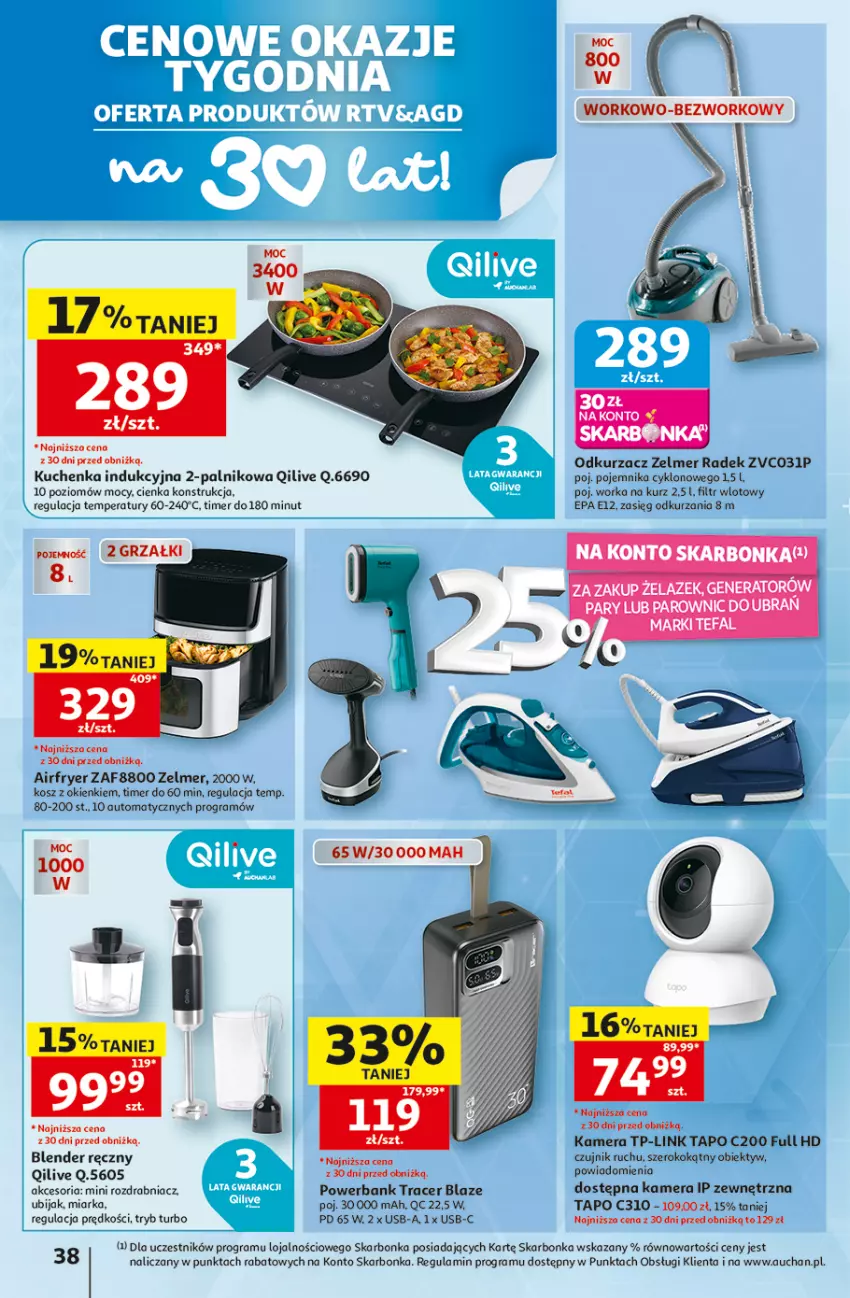 Gazetka promocyjna Auchan - 30 Lat Hipermarket - ważna 16.07 do 22.07.2026 - strona 38 - produkty: Acer, Blender, Blender ręczny, Gra, Kamera, Kosz, Miarka, Obiektyw, Odkurzacz, Orka, Pojemnik, Powerbank, Rozdrabniacz, TP-Link, Zelmer