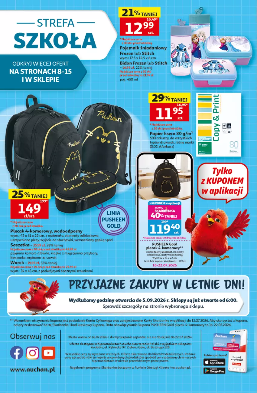 Gazetka promocyjna Auchan - 30 Lat Hipermarket - ważna 16.07 do 22.07.2026 - strona 41 - produkty: Danio, Frozen, Gra, Papier, Plecak, Pojemnik, Por, Ser, Słuchawki, Tera