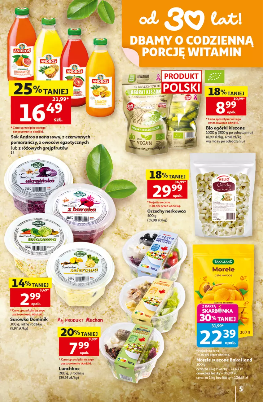 Gazetka promocyjna Auchan - 30 Lat Hipermarket - ważna 16.07 do 22.07.2026 - strona 5 - produkty: Ananas, Grejpfrut, Owoce, Sok, Surówka, Waga