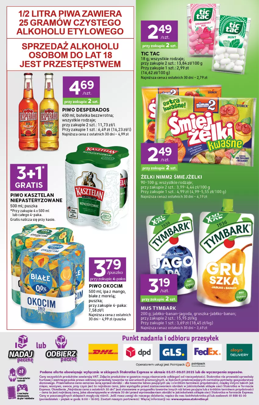 Gazetka promocyjna Stokrotka - Stokrotka Express - ważna 03.07 do 09.07.2025 - strona 5 - produkty: Desperados, Gra, Kasztelan, Koc, Mango, Mus, O nas, Okocim, Owoce, Piwa, Piwo, Tymbark, Wagi, Warzywa