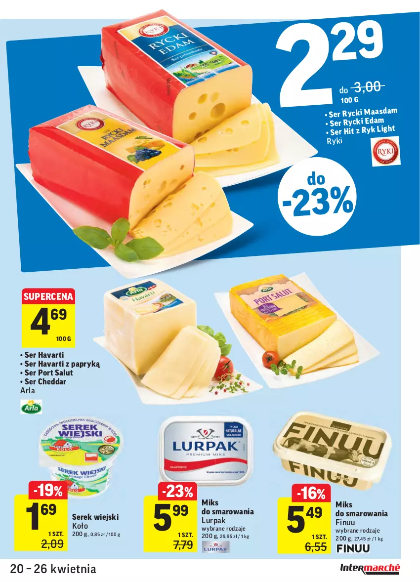 Gazetka promocyjna Intermarche - Świeżo itanio - ważna 20.04 do 26.04.2021 - strona 21 - produkty: Cheddar, Finuu, Havarti, Lurpak, Por, Ser, Serek, Serek wiejski