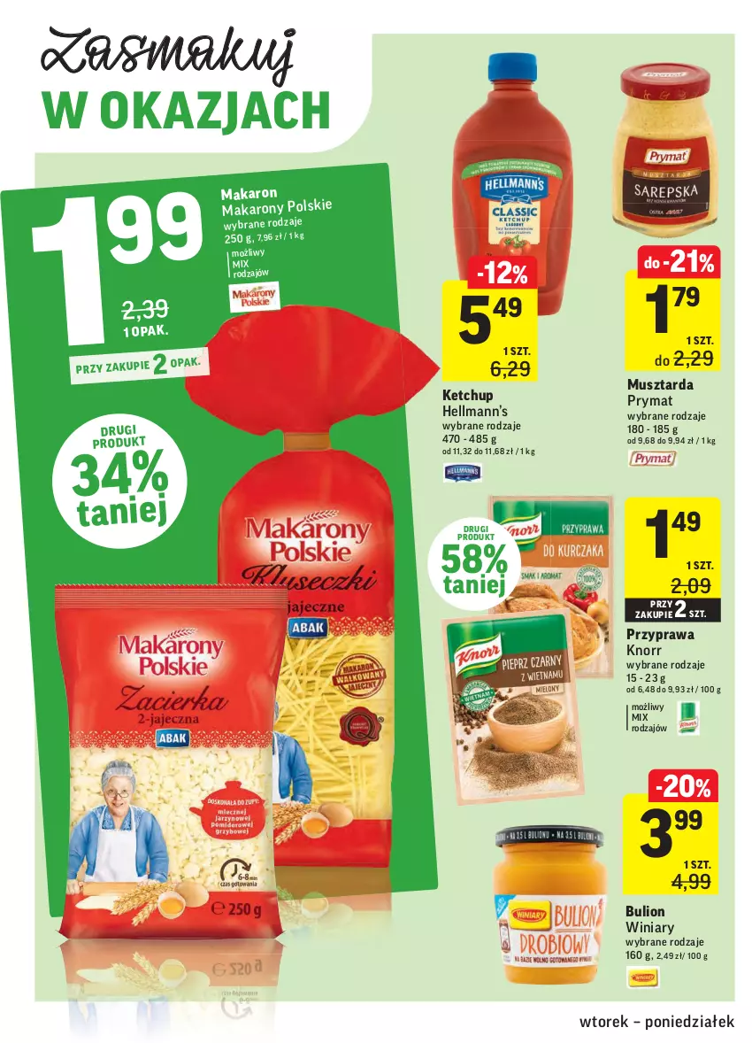 Gazetka promocyjna Intermarche - Świeżo itanio - ważna 20.04 do 26.04.2021 - strona 26 - produkty: Bulion, Hellmann’s, Ketchup, Knorr, Lion, Makaron, Mus, Musztarda, Prymat, Winiary