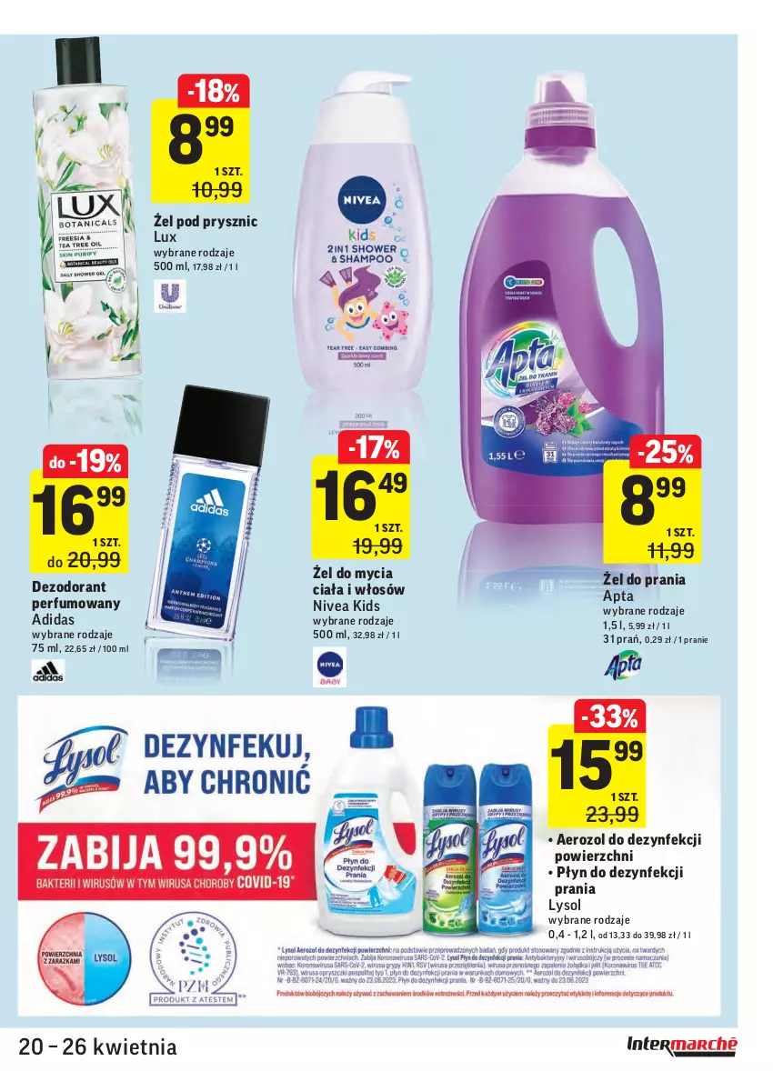 Gazetka promocyjna Intermarche - Świeżo itanio - ważna 20.04 do 26.04.2021 - strona 33 - produkty: Adidas, Dezodorant, Lysol, Nivea, Perfum