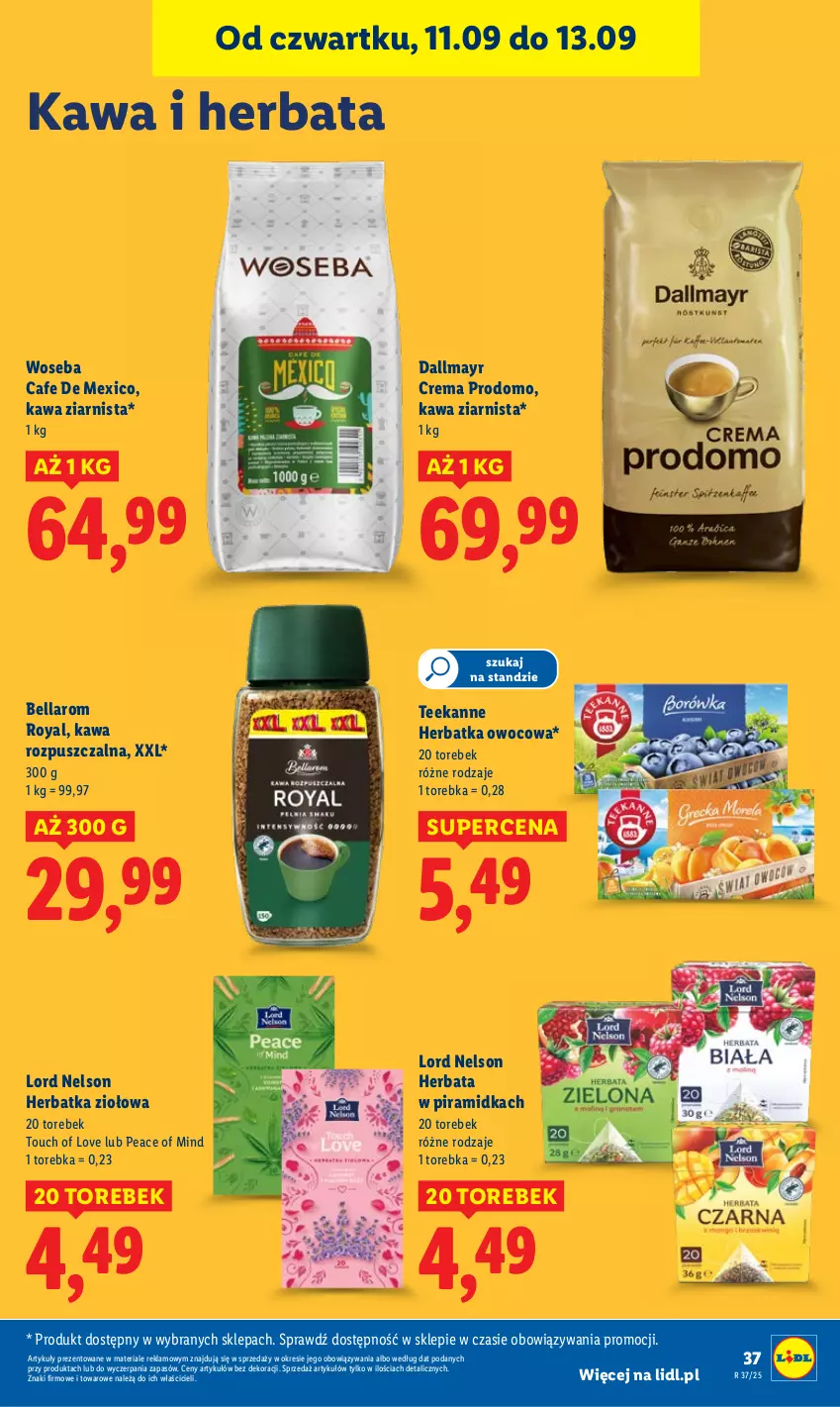 Gazetka promocyjna Lidl - GAZETKA - ważna 11.09 do 13.09.2025 - strona 43 - produkty: Bell, Bella, Dallmayr, Herbata, Kawa, Kawa rozpuszczalna, Kawa ziarnista, Teekanne, Torebka, Woseba