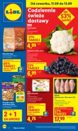 Gazetka promocyjna Lidl - GAZETKA - Gazetka - ważna od 13.09 do 13.09.2025 - strona 1 - produkty: Kurczak, Kalafior, Wazon, Pilos, Winogrona, Wino, Masło