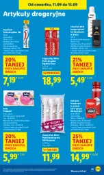 Gazetka promocyjna Lidl - GAZETKA - Gazetka - ważna od 13.09 do 13.09.2025 - strona 51 - produkty: Pur, Bell, Aquafresh, Old Spice, Dezodorant, Pasta do zębów, Cleanic, Płatki kosmetyczne, Podpaski, Bella, Colgate, Antyperspirant, LG