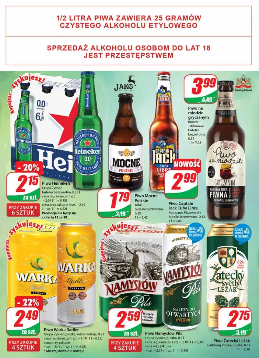 Gazetka promocyjna Dino - Gazetka - ważna 16.02 do 22.02.2022 - strona 18 - produkty: Carlsberg, Gra, Gry, Namysłów, Piwa, Piwo, Piwo jasne, Radler, Warka