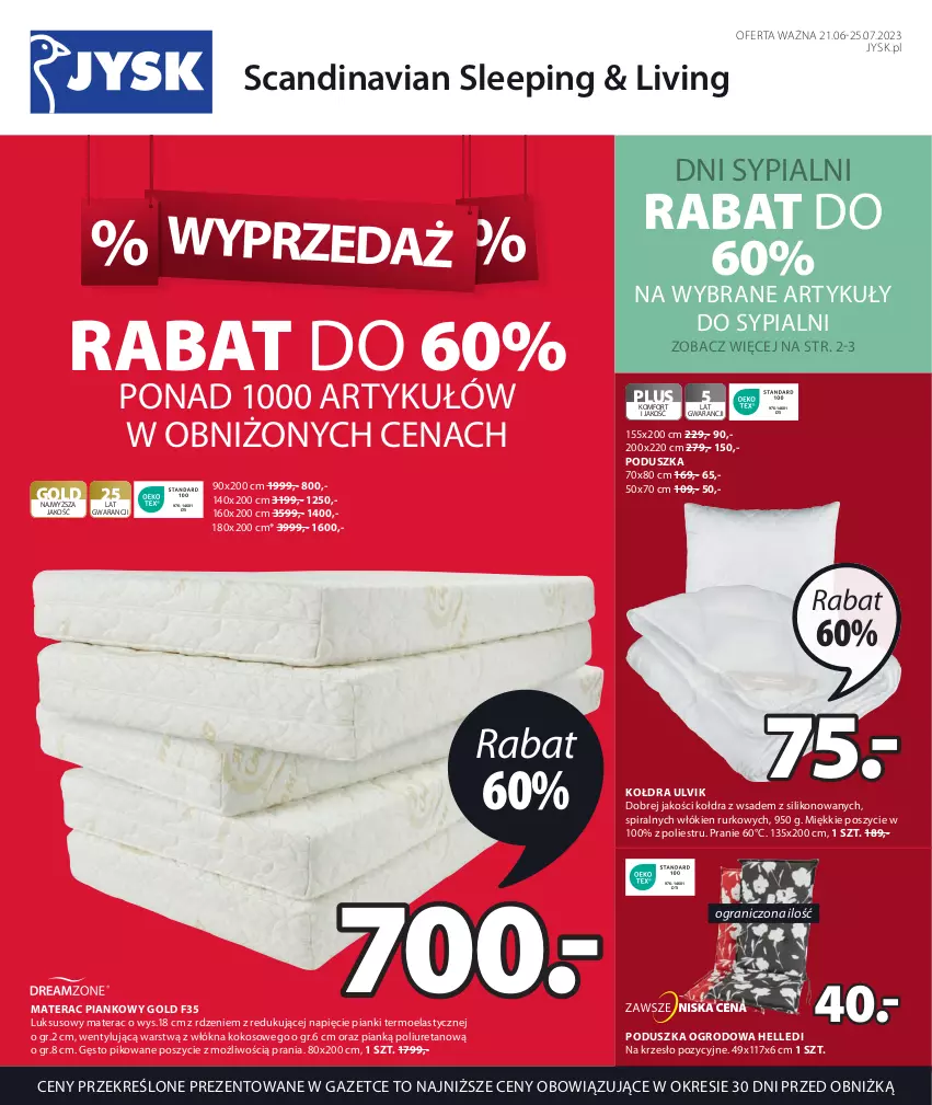 Gazetka promocyjna Jysk - Oferta tygodnia - ważna 21.06 do 25.07.2023 - strona 2 - produkty: Gra, Kokos, Kołdra, Krzesło, Materac, Materac piankowy, Poduszka, Tera