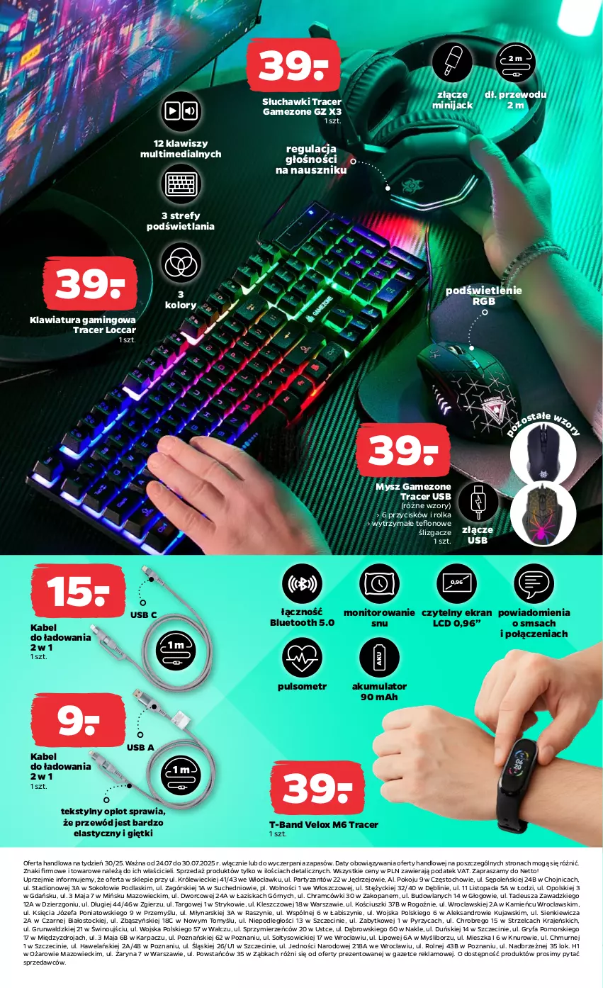 Gazetka promocyjna Netto - Od Czwartku Przemysłowa - ważna 24.07 do 30.07.2025 - strona 9 - produkty: Acer, Akumulator, Fa, Gry, Karp, Klawiatura, Kujawski, Monitor, Mysz, Podlaski, Przewód, Słuchawki, Sok, Stock, Top, Wino