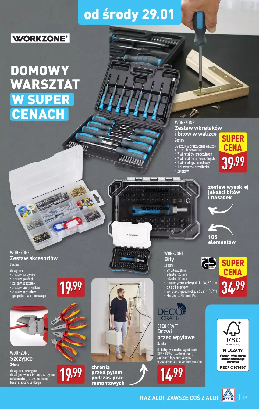 Gazetka promocyjna Aldi - Pełna oferta - ważna 27.01 do 01.02.2025 - strona 19 - produkty: Drzwi, Haczyk, Sok, Szczypce, Wkręt, Zestaw wkrętaków