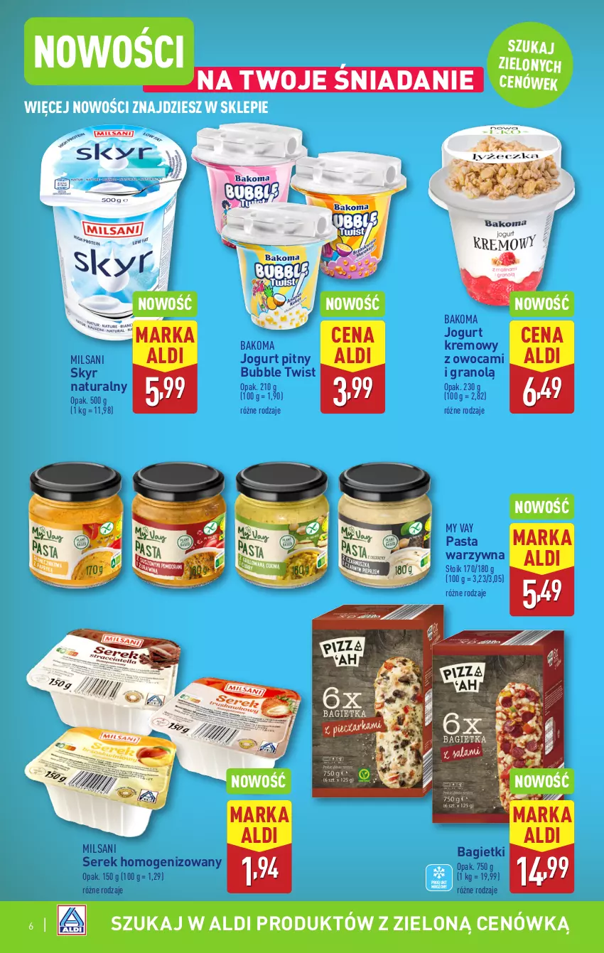 Gazetka promocyjna Aldi - Pełna oferta - ważna 27.01 do 01.02.2025 - strona 6 - produkty: Bakoma, Gra, Jogurt, Jogurt pitny, Pasta warzywna, Ser, Serek, Serek homogenizowany