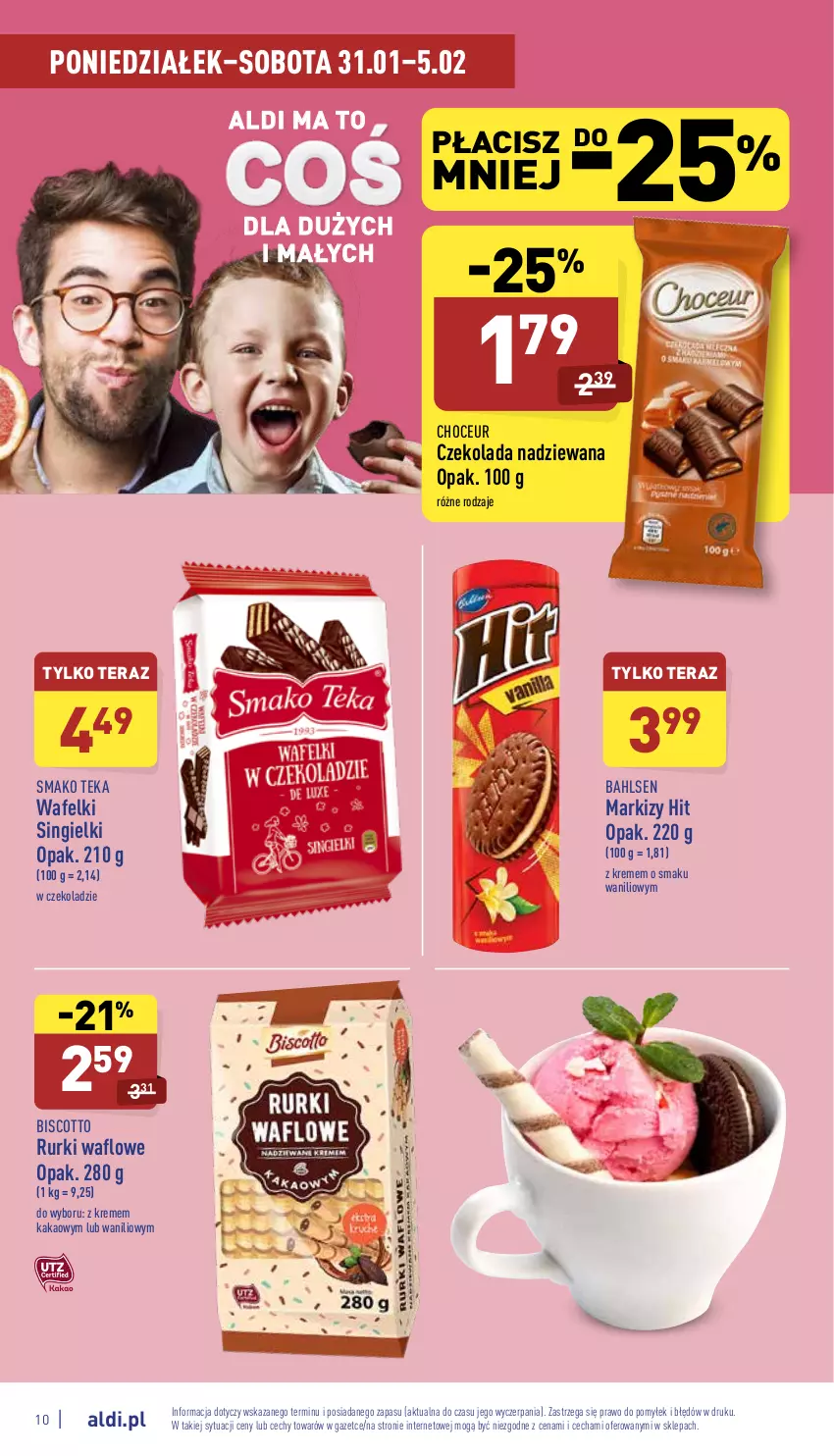 Gazetka promocyjna Aldi - Pełny katalog - ważna 31.01 do 05.02.2022 - strona 10 - produkty: Czekolada, Czekolada nadziewana, Kakao, Rurki, Tera