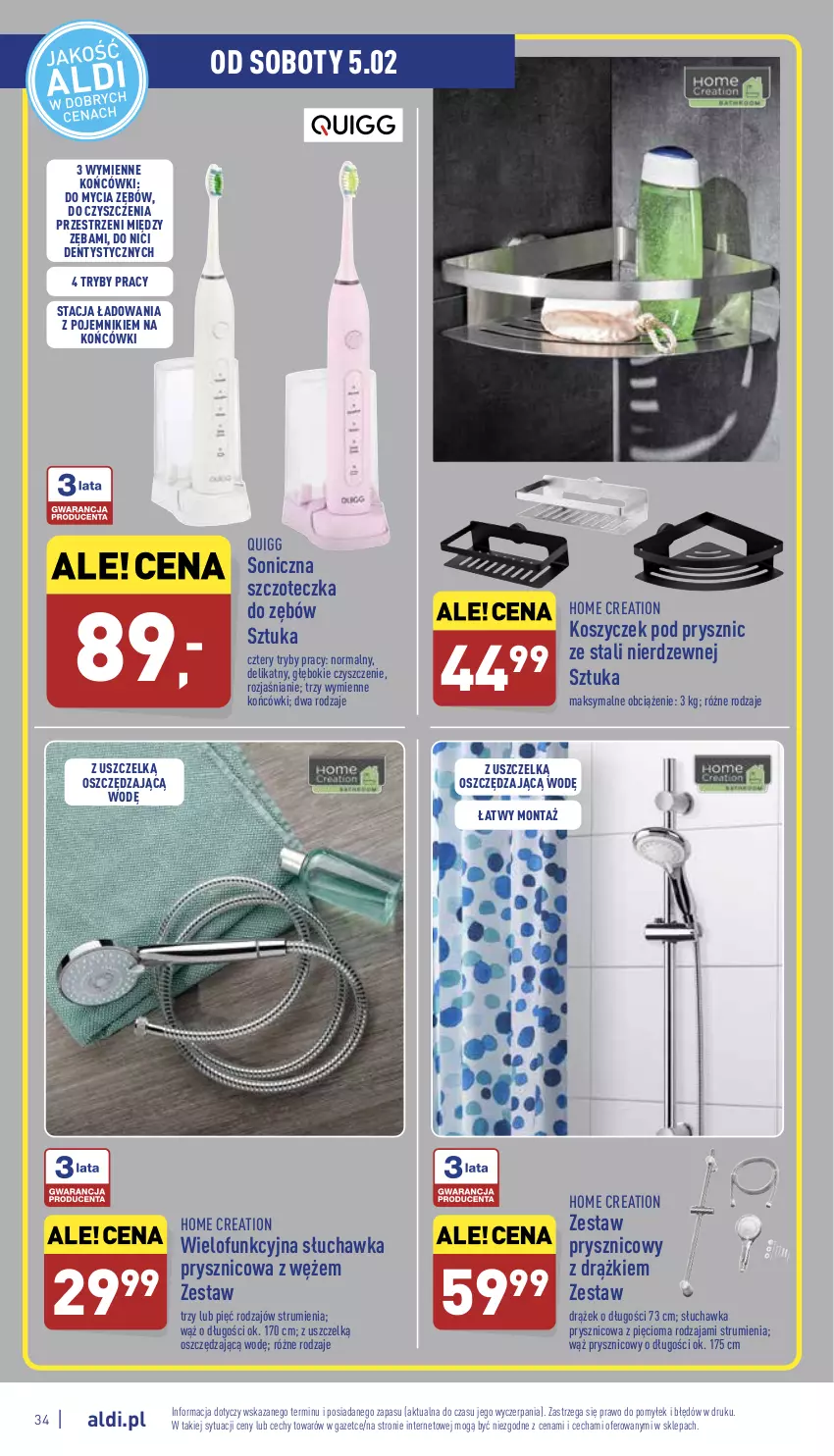 Gazetka promocyjna Aldi - Pełny katalog - ważna 31.01 do 05.02.2022 - strona 34 - produkty: Kosz, Pojemnik, Rum, Słuchawka prysznicowa, Szczoteczka, Szczoteczka do zębów, Zestaw prysznicowy