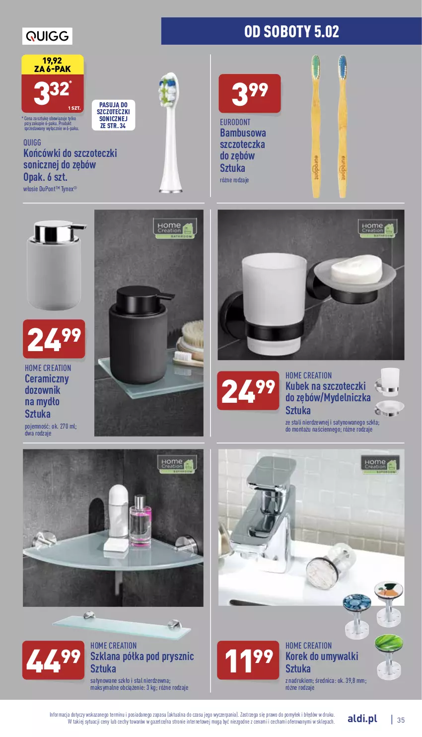 Gazetka promocyjna Aldi - Pełny katalog - ważna 31.01 do 05.02.2022 - strona 35 - produkty: Dozownik, Końcówki do szczoteczk, Kubek, Kubek na szczoteczki do zębów, LANA, Mydelniczka, Mydło, Półka, Szczoteczka, Szczoteczka do zębów