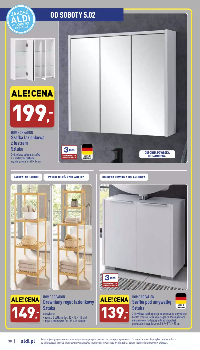 Gazetka promocyjna Aldi - Pełny katalog - ważna 31.01 do 05.02.2022 - strona 38 - produkty: Drzwi, Półka, Por, Regał, Szafka, Szafka łazienkowa, Szafka pod umywalkę