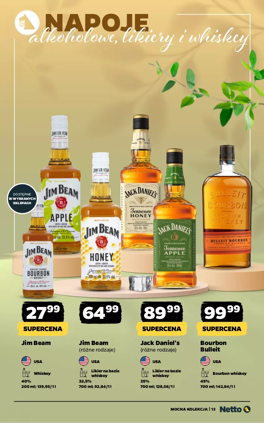Gazetka promocyjna Netto - Alkohole - Mocne - ważna 25.05 do 06.06.2026 - strona 13 - produkty: Bourbon, Jack Daniel's, Jim Beam, Likier, Napoje, Whiskey