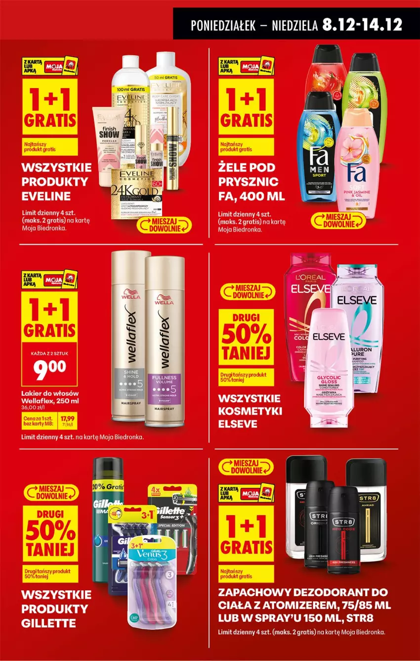 Gazetka promocyjna Biedronka - Od Poniedziałku - ważna 08.12 do 13.12.2025 - strona 26 - produkty: Elseve, Eveline, Fa, Gillette, Gra, Wella, Wellaflex