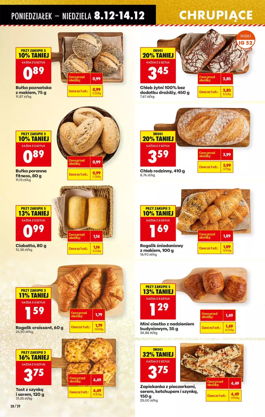 Gazetka promocyjna Biedronka - Od Poniedziałku - ważna 08.12 do 13.12.2025 - strona 41 - produkty: Bułka, Chleb, Ciabatta, Croissant, Danio, Fa, Ketchup, Piec, Pieczarka, Por, Rogal, Ser, Sok, Zapiekanka