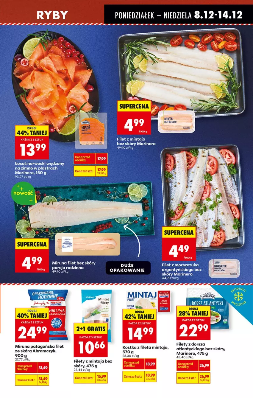 Gazetka promocyjna Biedronka - Od Poniedziałku - ważna 08.12 do 13.12.2025 - strona 44 - produkty: Dorsz, Filet z mintaja, Filet z morszczuka, Mintaj, Miruna, Rolki, Tago
