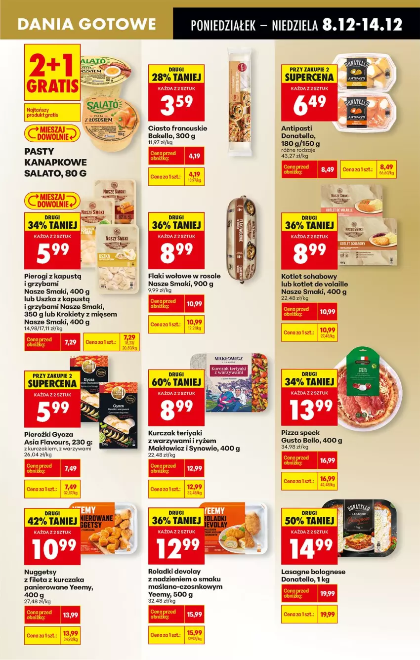 Gazetka promocyjna Biedronka - Od Poniedziałku - ważna 08.12 do 13.12.2025 - strona 56 - produkty: Bell, Ciasto francuskie, Fa, Flaki, Flaki wołowe, Kapustą, Kotlet, Krokiety, Kurczak, Lasagne, Lasagne bolognese, Pierogi, Piwa, Pizza, Ryż, Sos, Warzywa