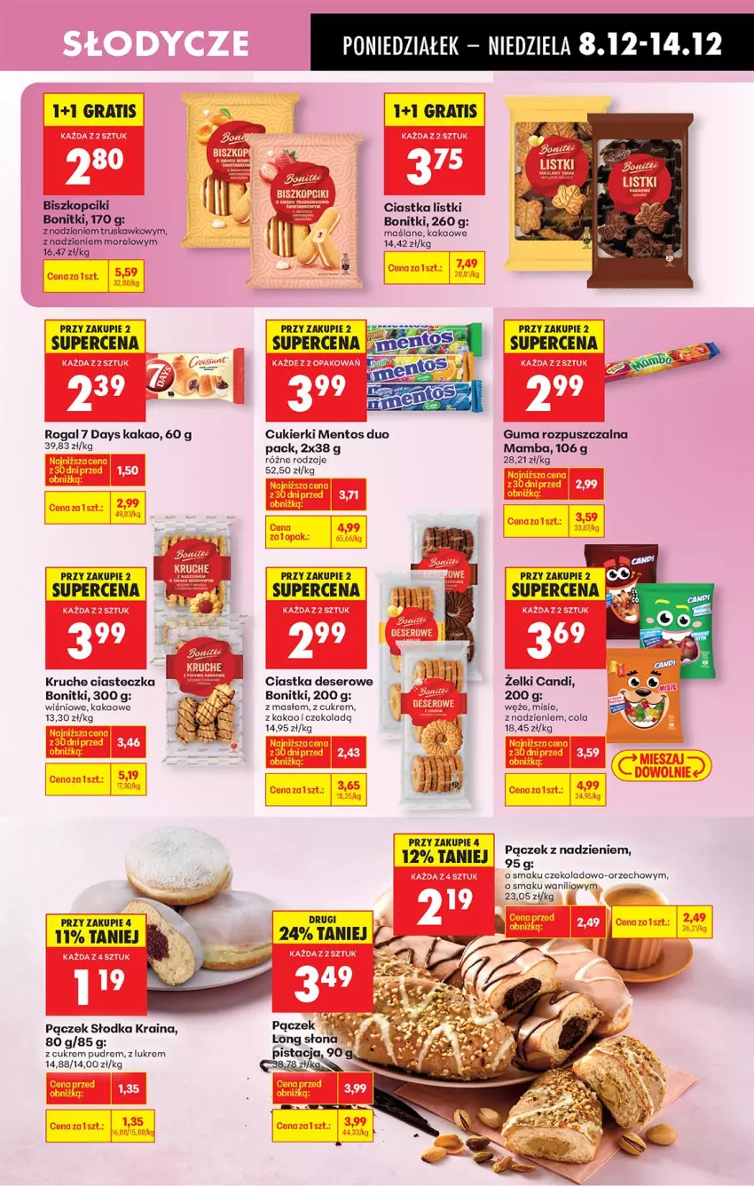Gazetka promocyjna Biedronka - Od Poniedziałku - ważna 08.12 do 13.12.2025 - strona 64 - produkty: 7 Days, Bonitki, Ciastka, Cukier, Cukierki, Deser, Gra, Guma rozpuszczalna, Kakao, Mamba, Mentos, Pączek, Rogal, Ser