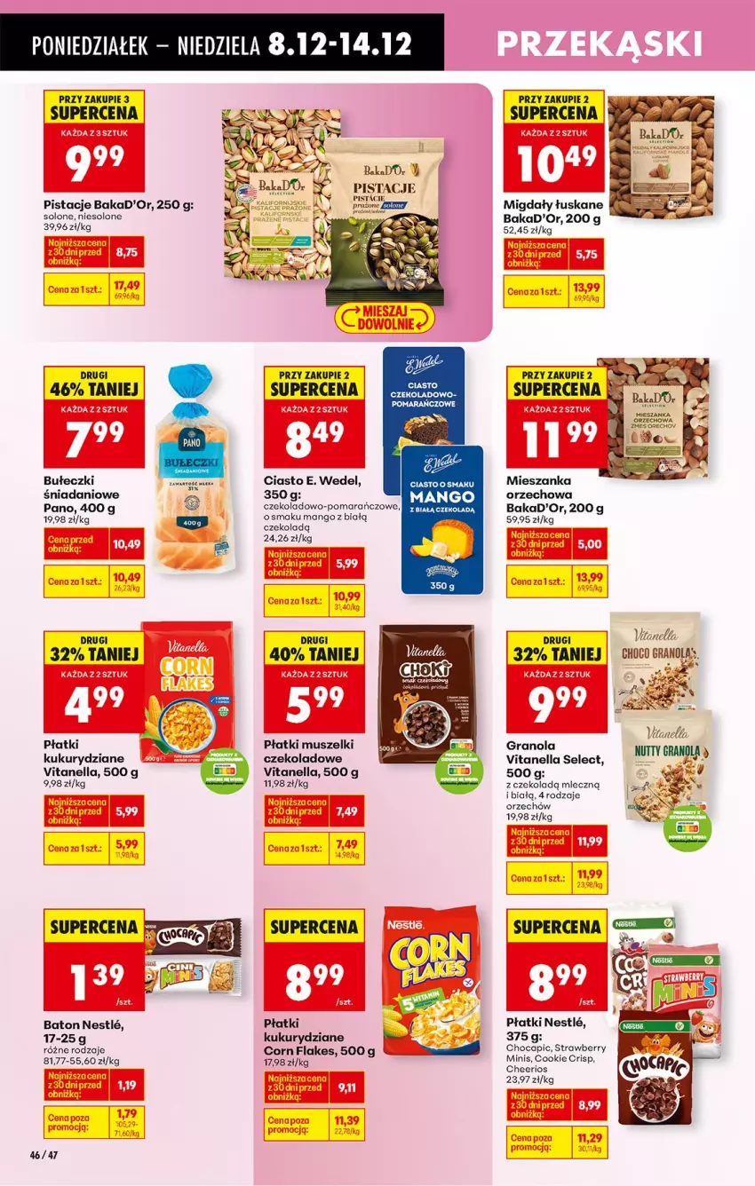 Gazetka promocyjna Biedronka - Od Poniedziałku - ważna 08.12 do 13.12.2025 - strona 67 - produkty: Baton, Bułeczki, Corn flakes, Danio, E. Wedel, Fa, Gra, Granola, Mango, Mieszanka orzechowa, Migdały, Migdały łuskane, Mus, Pistacje, Ser