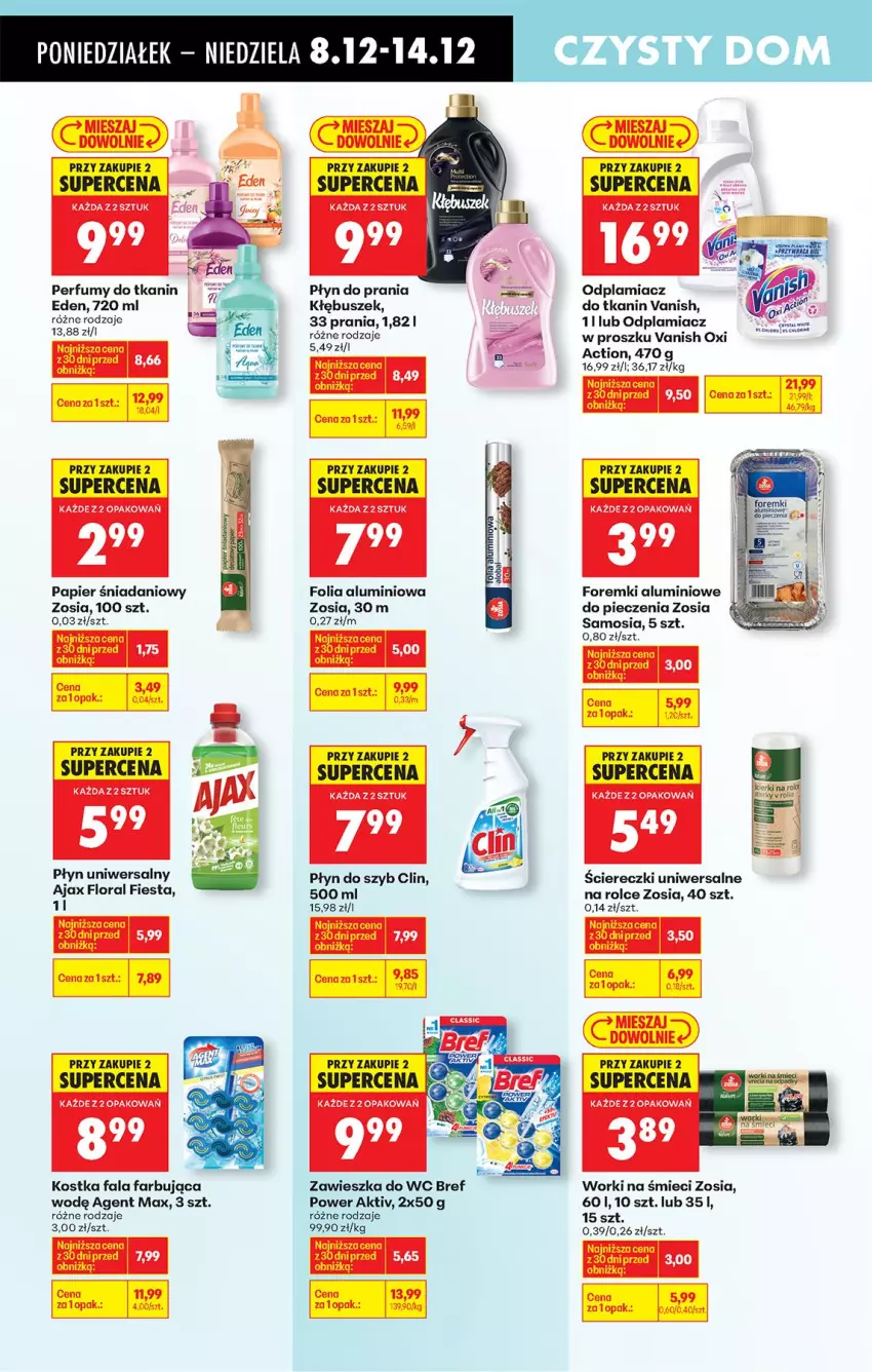 Gazetka promocyjna Biedronka - Od Poniedziałku - ważna 08.12 do 13.12.2025 - strona 81 - produkty: Ajax, Bref, Clin, Danio, Fa, Flora, Folia aluminiowa, Foremki, Odplamiacz, Papier, Perfum, Piec, Płyn do prania, Płyn do szyb, Vanish, Worki na śmiec, Worki na śmieci, Zawieszka do wc