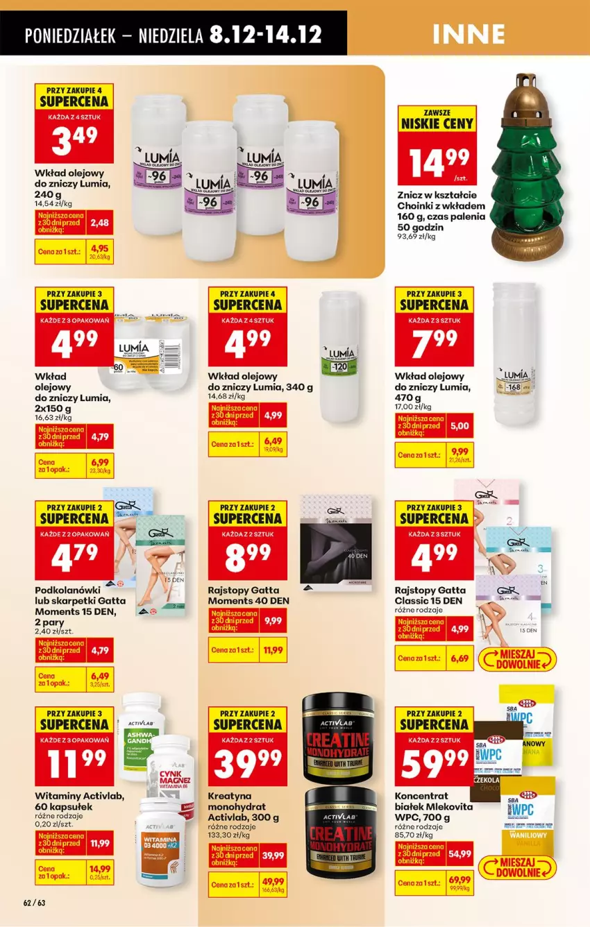 Gazetka promocyjna Biedronka - Od Poniedziałku - ważna 08.12 do 13.12.2025 - strona 83 - produkty: Gatta, Karp, Mleko, Mlekovita, Moments, Olej, Rajstopy, Skarpetki, Top, Wkład olejowy, Znicz