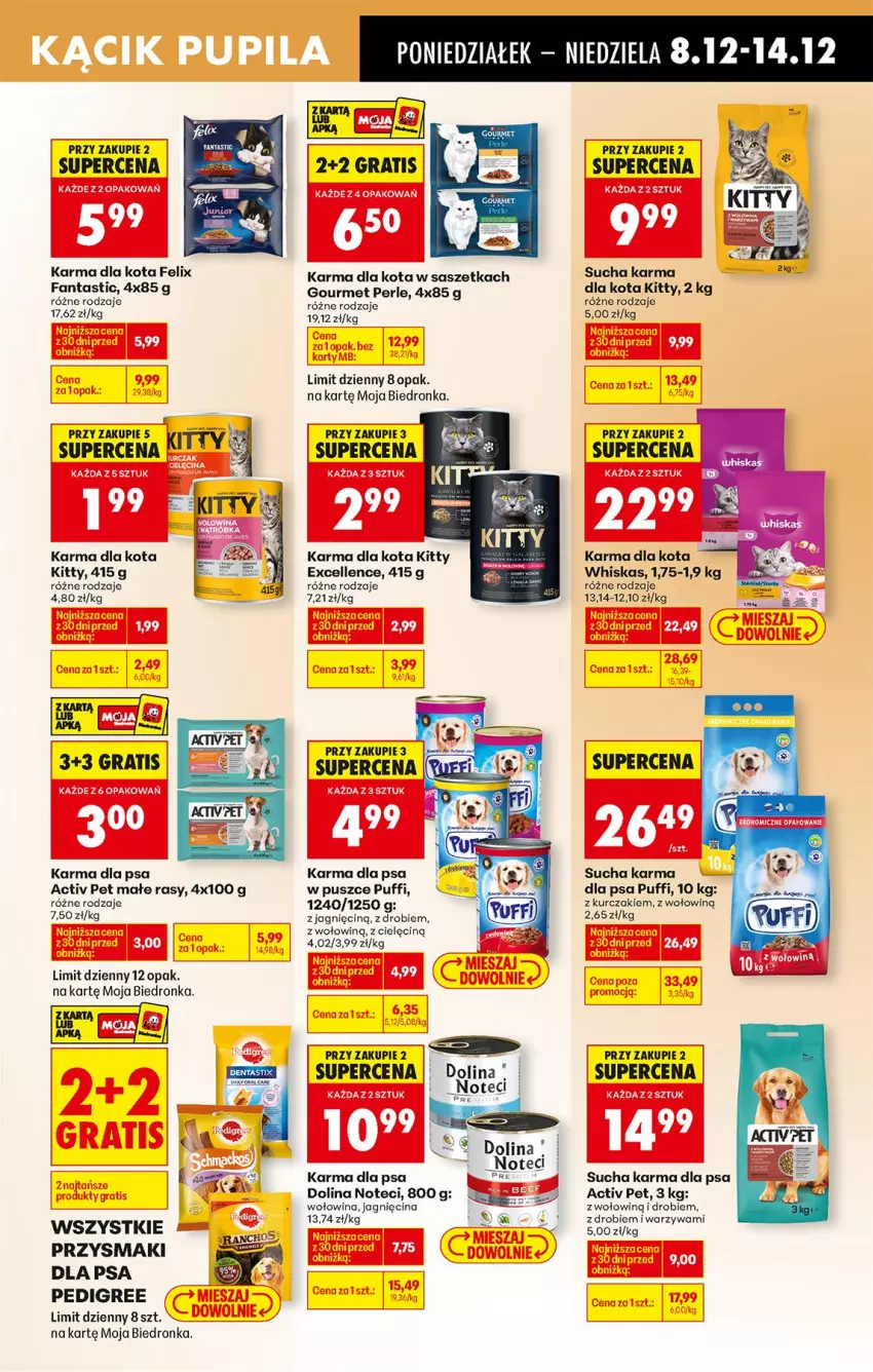 Gazetka promocyjna Biedronka - Od Poniedziałku - ważna 08.12 do 13.12.2025 - strona 84 - produkty: Fa, Fanta, Felix, Gra, Kurczak, Pedigree, Przysmaki, Puf, Sucha karma, Warzywa, Whiskas, Wołowina