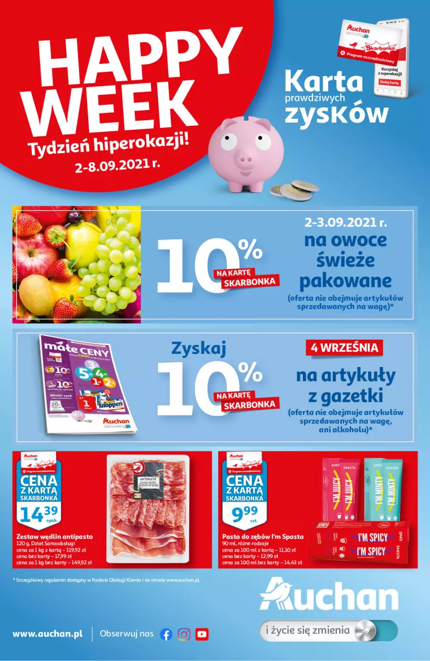 Gazetka promocyjna Auchan - Skarbonka #35 - ważna 02.09 do 08.09.2021 - strona 1 - produkty: Fa, Owoce, Pasta do zębów