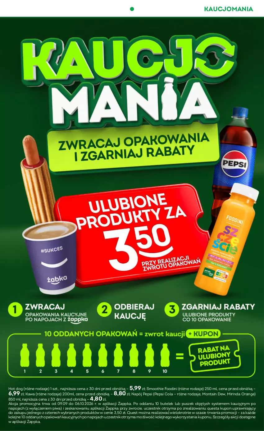 Gazetka promocyjna Żabka - gazetka-promocyjna-37-38-2026 - ważna 09.09 do 22.09.2026 - strona 11 - produkty: Hot dog, Kawa, Mirinda, Napój, Olej, Pepsi, Piwa, Smoothie