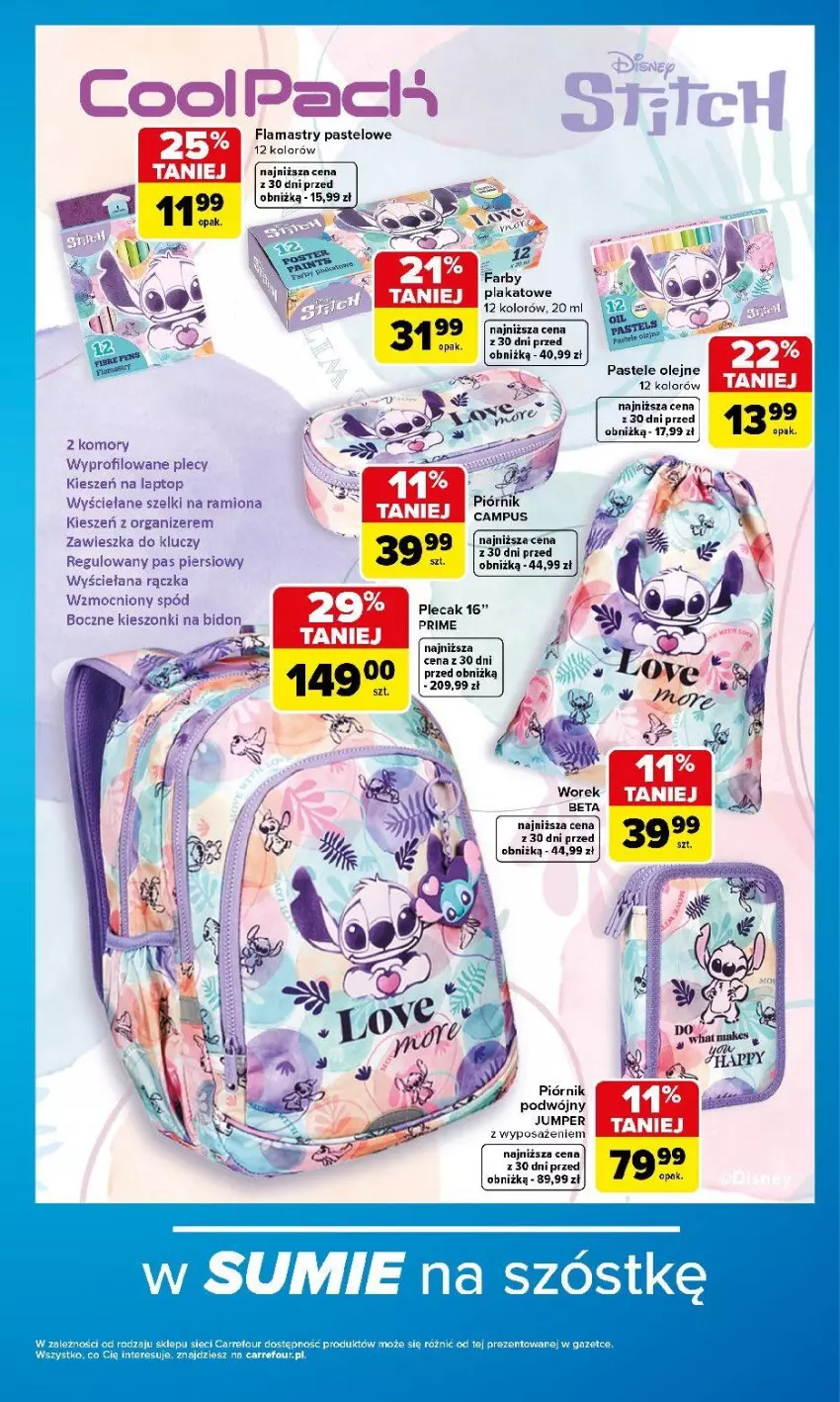 Gazetka promocyjna Carrefour - Gazetka Carrefour Szkolna oferta na plecaki, piórniki i worki - ważna 15.08 do 12.09.2026 - strona 15 - produkty: Flamastry, Olej, Organizer, Piórnik, Plecak, Rust, Top