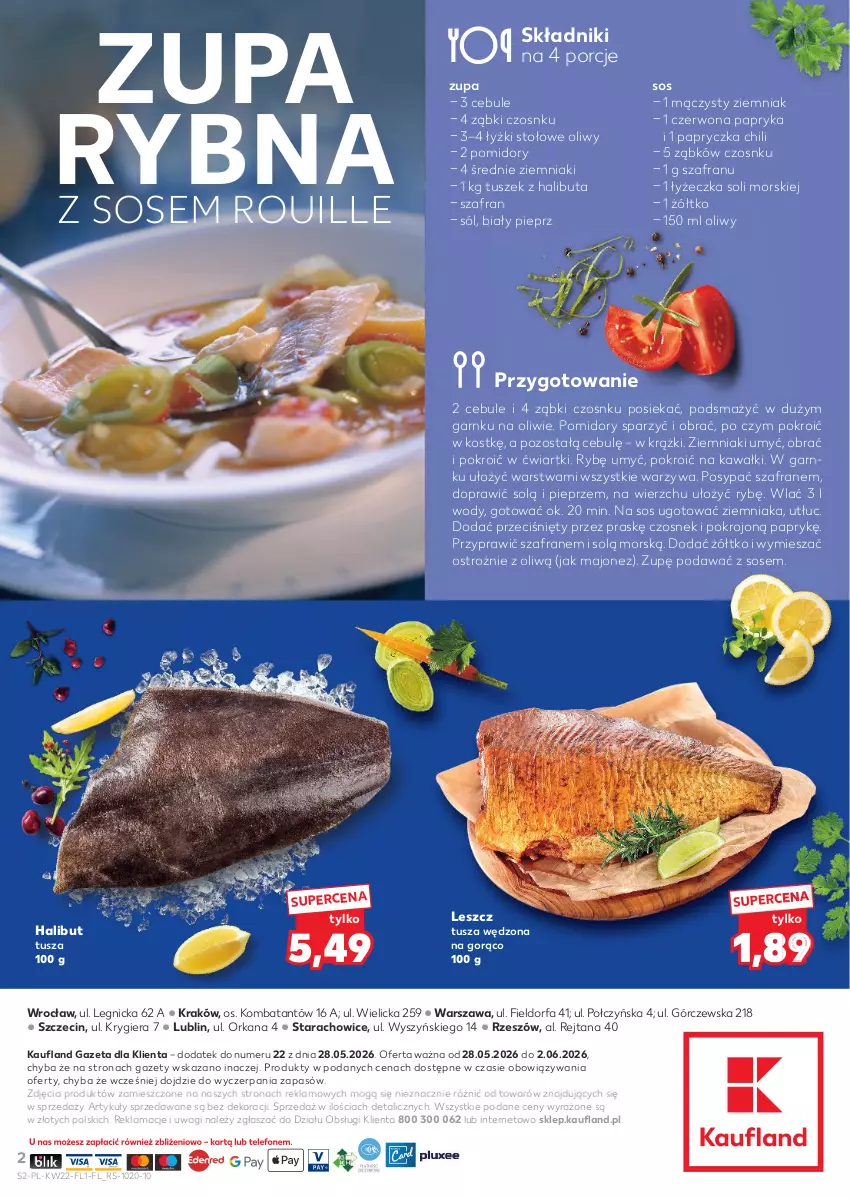 Gazetka promocyjna Kaufland - Ryby z naszej lady - ważna 28.05 do 02.06.2026 - strona 2 - produkty: Czosnek, Fa, Halibut, Kawa, Majonez, Orka, Papryka, Pieprz, Pomidory, Por, Sól, Sos, Szafran, Tusz, Wagi, Warzywa, Ziemniaki, Zupa
