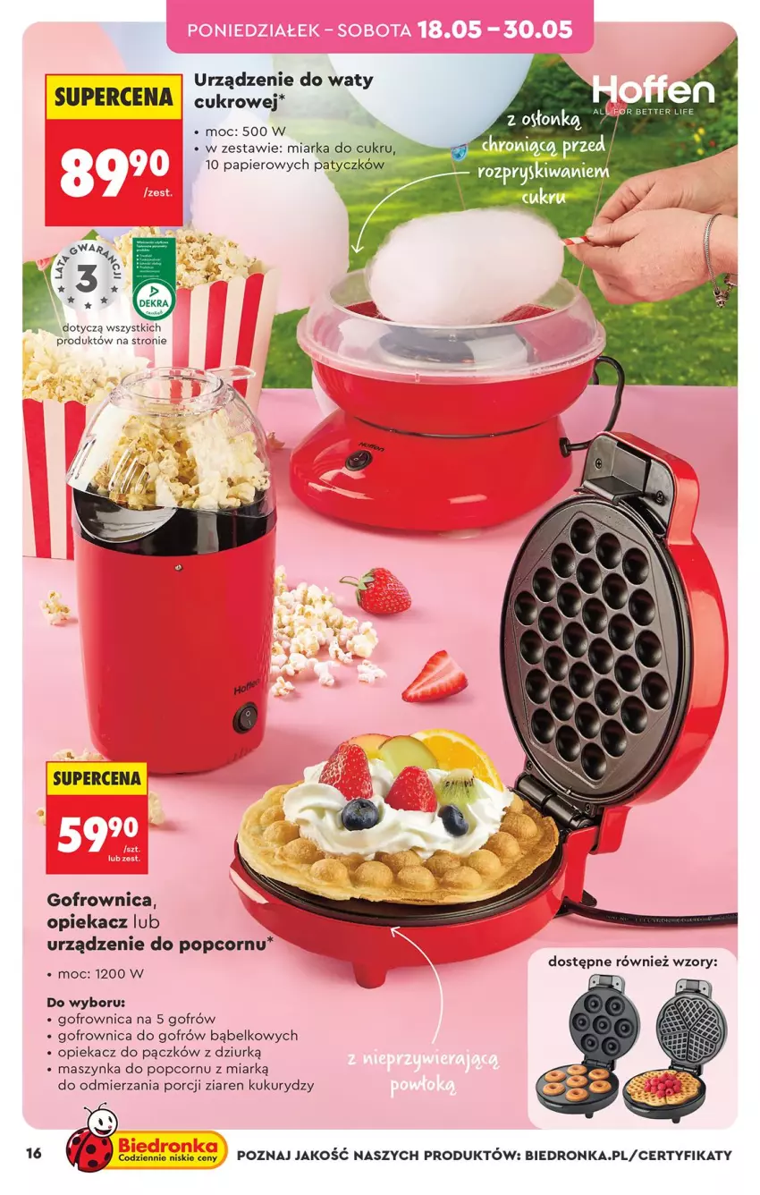 Gazetka promocyjna Biedronka - Okazje Tygodnia - ważna 16.05 do 30.05.2026 - strona 16 - produkty: Gofrownica, Maszynka, Miarka, Popcorn, Por, Szynka