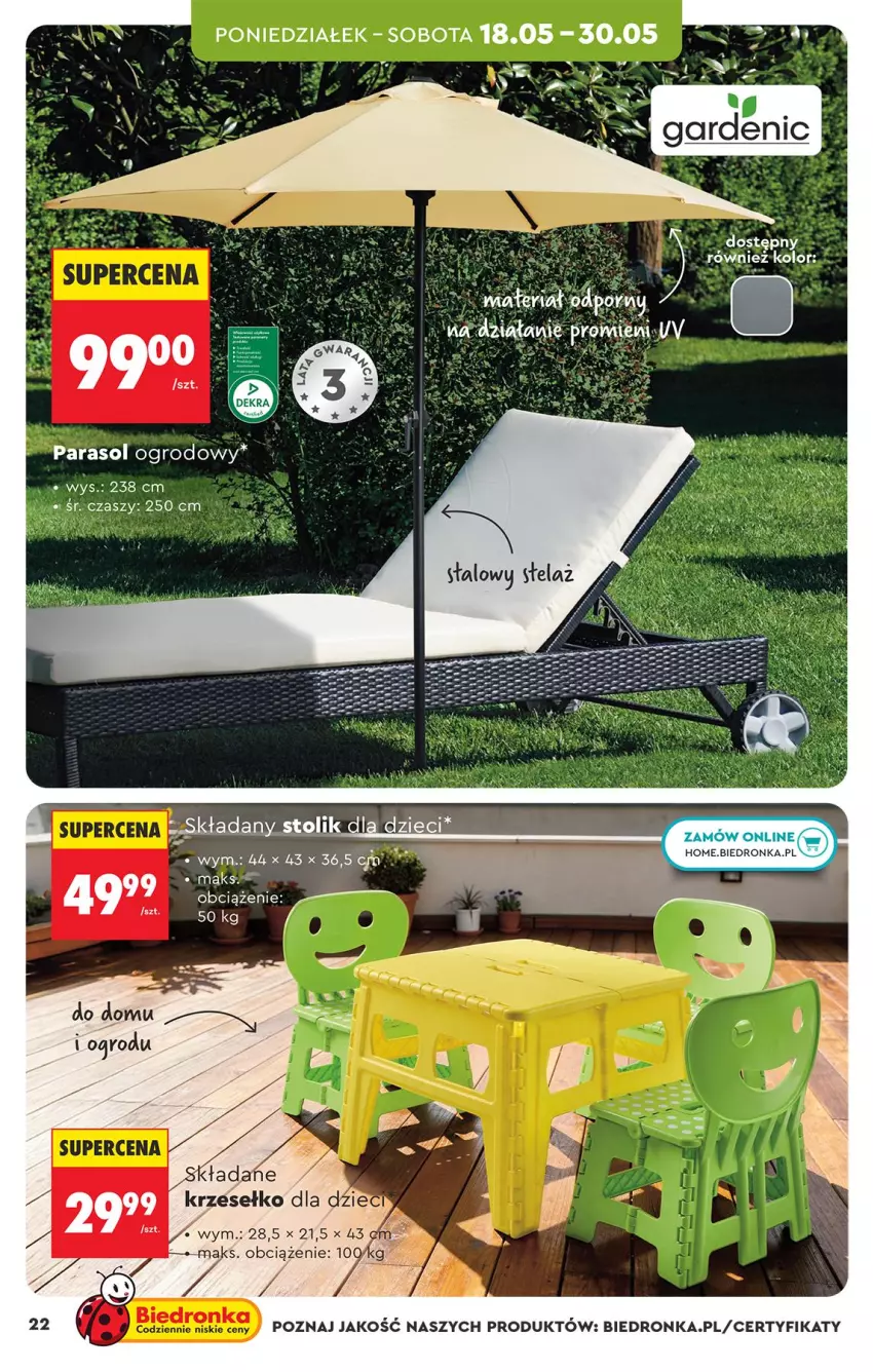 Gazetka promocyjna Biedronka - Okazje Tygodnia - ważna 16.05 do 30.05.2026 - strona 22 - produkty: Parasol