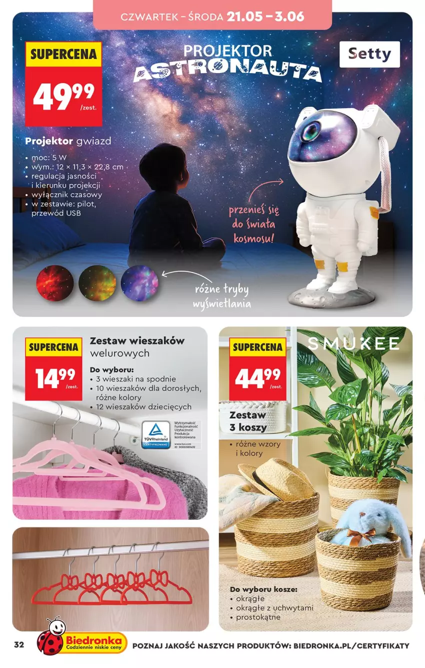 Gazetka promocyjna Biedronka - Okazje Tygodnia - ważna 16.05 do 30.05.2026 - strona 32 - produkty: Dzieci, Kosz, Spodnie, Wieszak