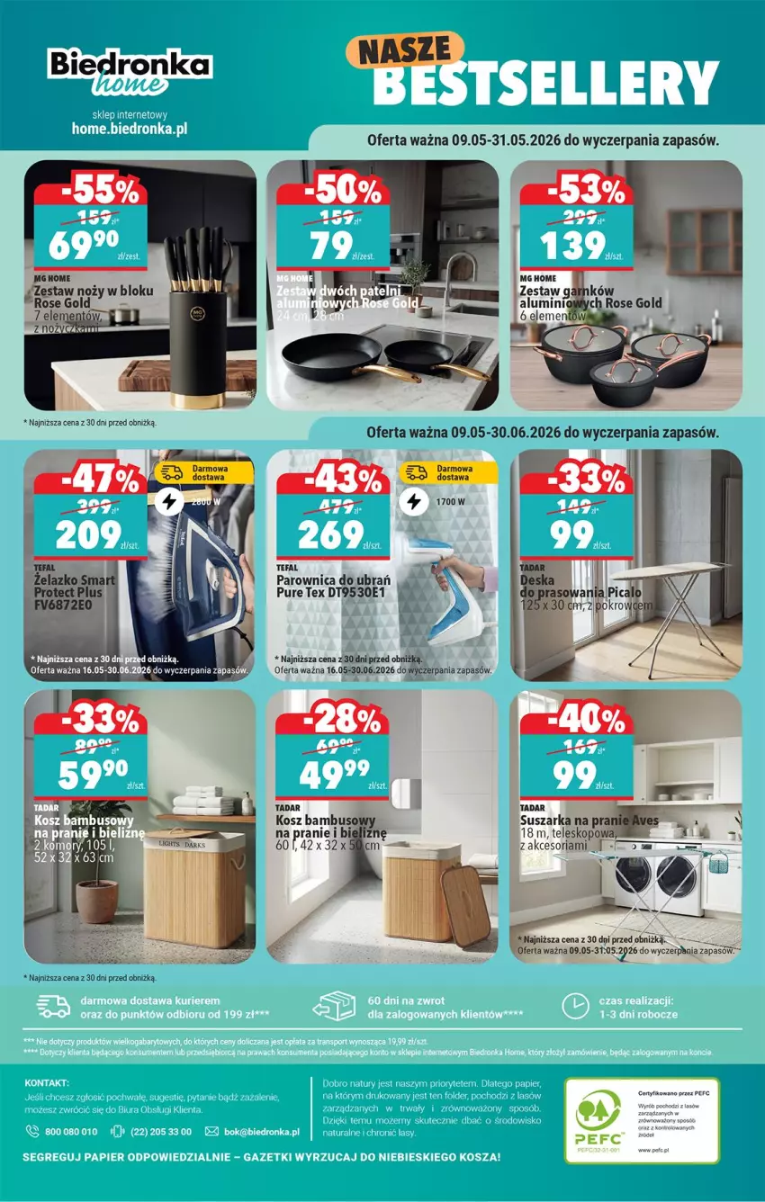 Gazetka promocyjna Biedronka - Okazje Tygodnia - ważna 16.05 do 30.05.2026 - strona 40 - produkty: Fa, Kosz, Noż, Parownica, Pur, Suszarka, Tefal, Teleskop