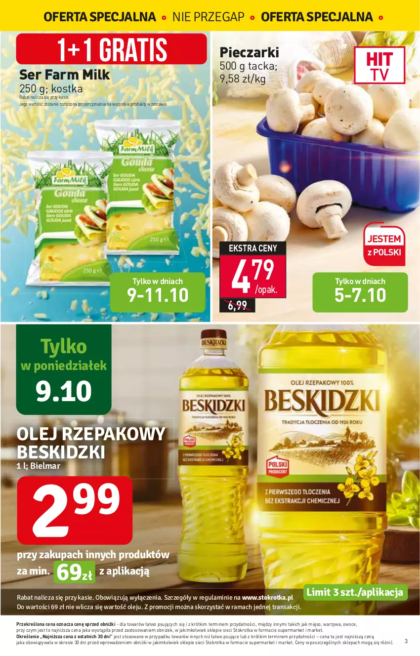 Gazetka promocyjna Stokrotka - Market - ważna 05.10 do 11.10.2023 - strona 4 - produkty: Fa, Farm Milk, Gra, Mięso, Owoce, Piec, Por, Ser, Warzywa